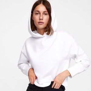 Zara | Tops | Zara Basic White Hoodie 